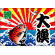 祝・大漁 (鯛) 大漁旗 幅1.3m×高さ90cm ポンジ製 (4474)
