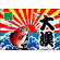 祝・大漁 (鯛) 大漁旗 幅1m×高さ70cm ポンジ製 (3555)