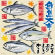 鮮魚大市 看板・ボード用イラストシール (W285×H285mm) 