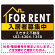 FOR RENT 入居者募集中 左上イラスト 黒地/白タイトル オリジナル プレート看板 W450×H300 エコユニボード (SP-SMD412A-45x30U)