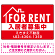 FOR RENT 入居者募集中 左上イラスト 赤地/白タイトル オリジナル プレート看板 W450×H300 アルミ複合板 (SP-SMD412B-45x30A)