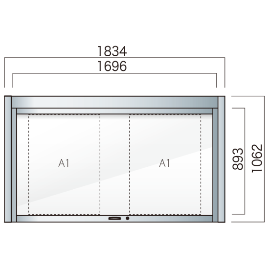 跳ね上げ式 壁付型 アルミ掲示板 AGS-1210W/1510W/1810W AGS-1810W(幅1834mm) LED付 ダークブロンズ (AGS-1810W(LED-B))