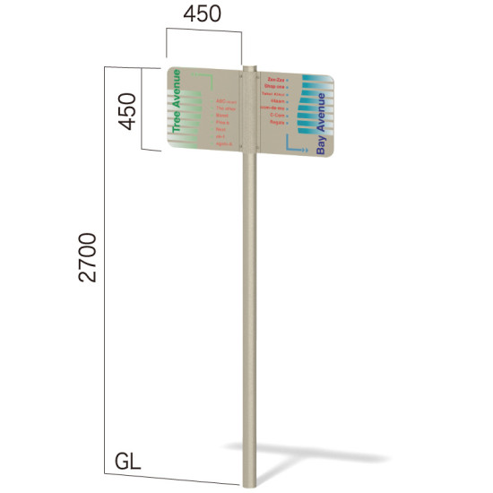 1本脚方向サイン インフォメックス GY-8T (2面パネル水平) アーバングレー