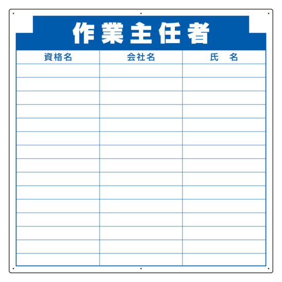 安全掲示板 (木製) 用 パネルのみ 表示内容: (K) 作業主任者 (314-20)