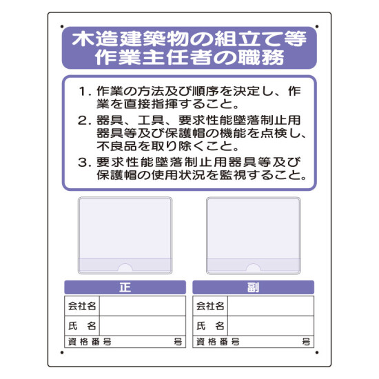 写真ケース付作業主任者標識 木造建築物.. (356-47A)