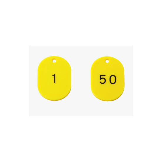 番号札45×30 50枚組 1~50 黄 (877-613)