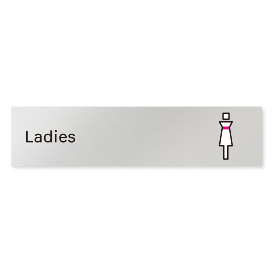 デザイナールームプレート 会社向け ビビット 女子トイレ2 アルミ板 W250×H60 (AL-1515-OB-IM3-0206)