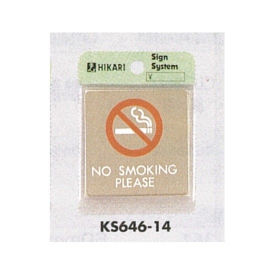 表示プレートH ドアサイン 角型 ステンレス 表示:NO SMOKING PLEASE (KS646-14)