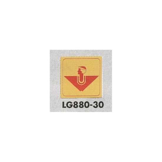 表示プレートH トイレ表示 真鍮金メッキ イラスト逆三 80mm角 表示:女性用 (LG880-30)