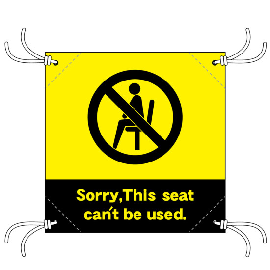 コロナ対策 座席間引き用簡易イスシート 黄地 This seat cant be used (44134)
