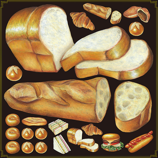 パン 食パン フランスパン等 看板 ボード用イラストシール W285 H285mm 販促用品通販のサインモール