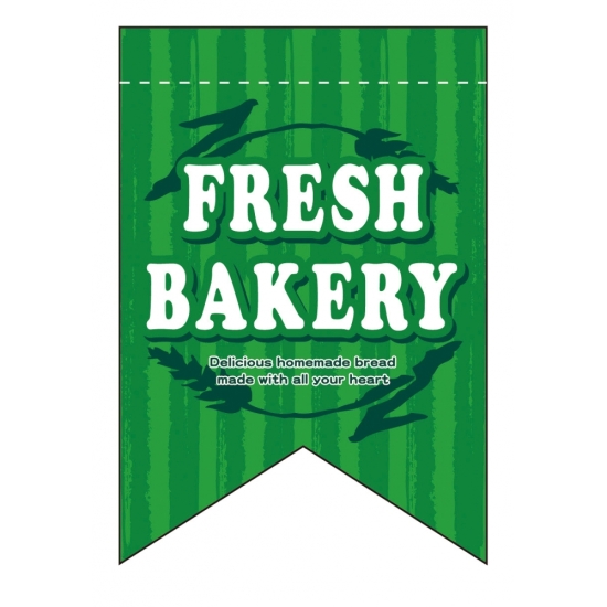 変形タペストリー FRESH BAKERY（リボンカット） カラー:緑 (5865)