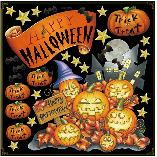 ハロウィン かぼちゃ ボード用イラストシール Happy Halloween 販促用品通販のサインモール
