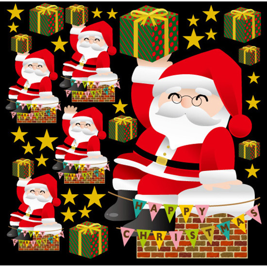 クリスマス サンタ(2) えんとつ 看板・ボード用イラストシール (W285×H285mm) 