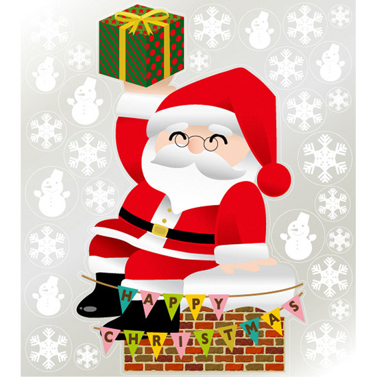 巨大ウィンドウシール800mm 900mm 両面印刷 クリスマス サンタ 煙突 6902 販促用品通販のサインモール