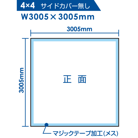 ■規格:4×4タイプのサイドカバー無し寸法図