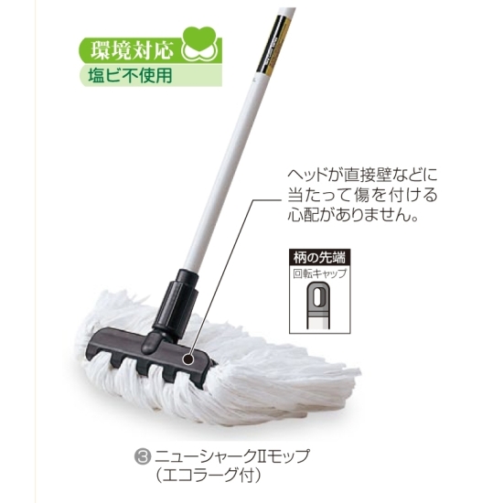 清掃用品 ニューカラーシリーズ ニューシャークIIモップ (エコラーグ付) (CL-326-200-0)