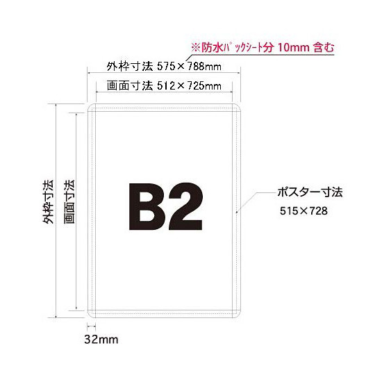 ポスターグリップ PG-32R B2サイズ 屋外(防水パックシート付仕様) 角丸