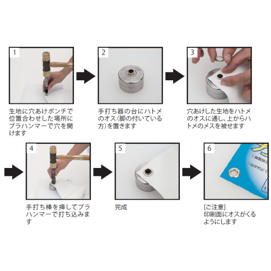 ハトメ加工ツールと手順