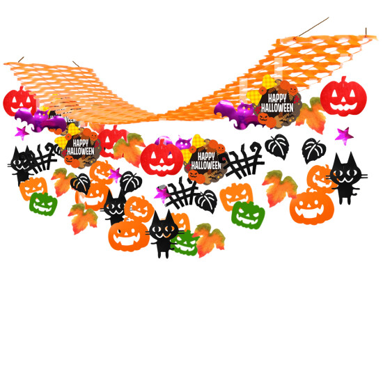 【2024年秋商品】ハロウィンリースプリーツハンガー※メッキオレンジ(No175-2006)