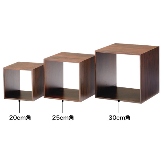 木製ディスプレイボックス 25cm角 ブラウン