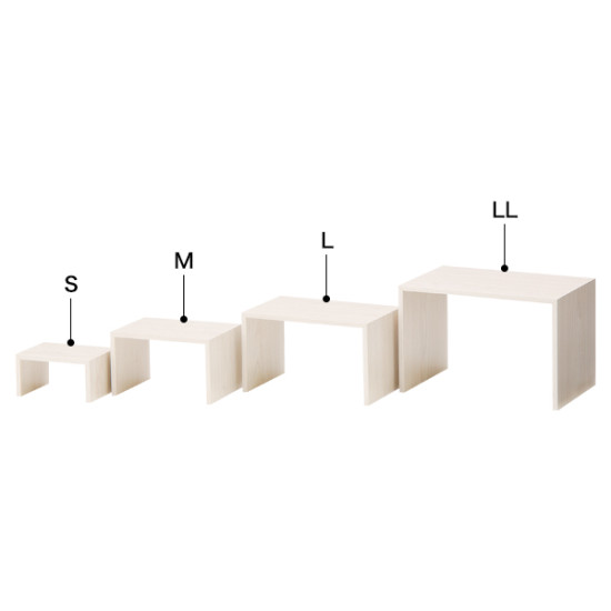 木製コの字ディスプレイ(ホワイトウッド)L