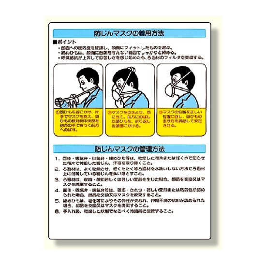 粉じん障害防止標識 防じんマスク着用方法 (309-03)