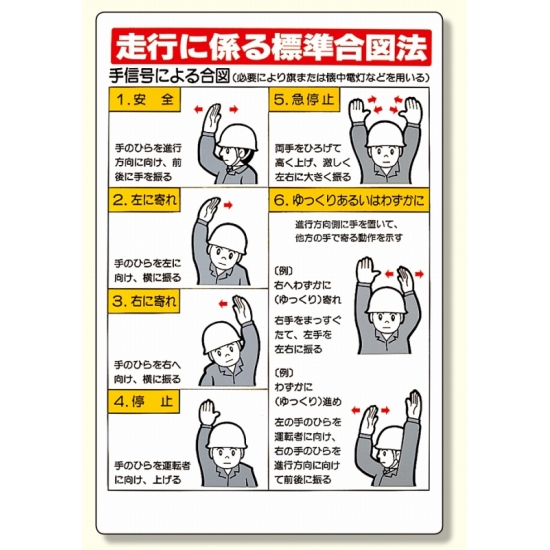 玉掛関係標識 歩行に係る標準合図法 (327-34)