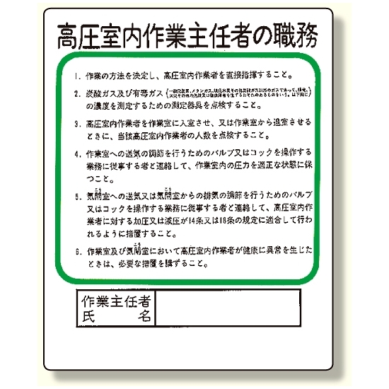 作業主任者職務板 高圧室内.. (356-19)