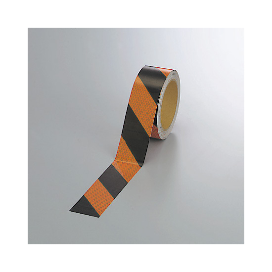 高輝度反射テープ 黒/オレンジ 10m巻 幅:45mm幅 (374-83)