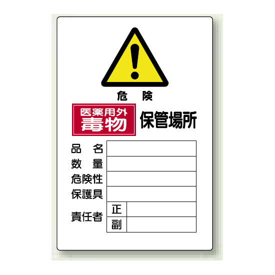 医薬用外毒物 保管場所 鉄板 (普通山) 450×300 (814-68A)