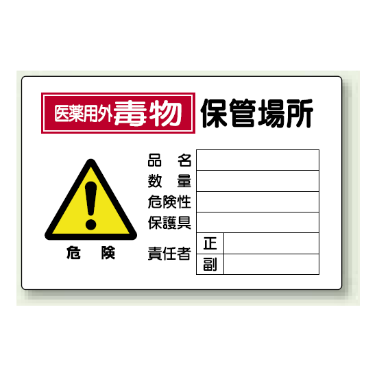 医薬用外毒物 保管場所 鉄板 (普通山) 300×450 (814-70A)