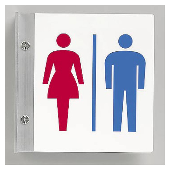 トイレ突出し表示 男女共用 200×200 (842-58A)