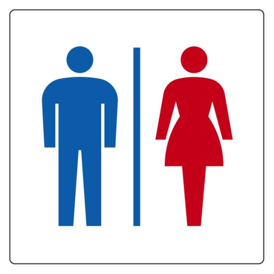 トイレ表示アクリル板 小100mm角 男女 (842-67A)