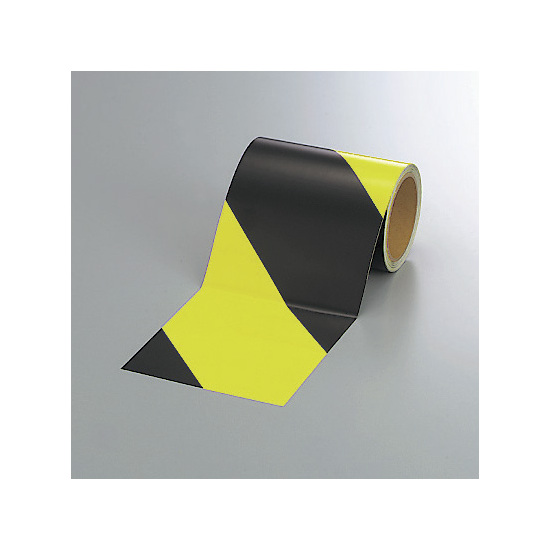 蛍光反射トラテープ (セパ付) 黒/黄 150mm幅×10m巻 (864-62)