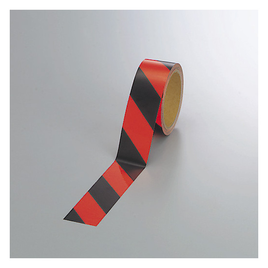 蛍光反射トラテープ (セパ付) 黒/オレンジ 45mm幅×10m巻 (864-63)