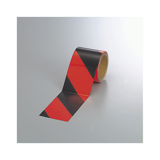 蛍光反射トラテープ (セパ付) 黒/オレンジ 90mm幅×10m巻 (864-64)