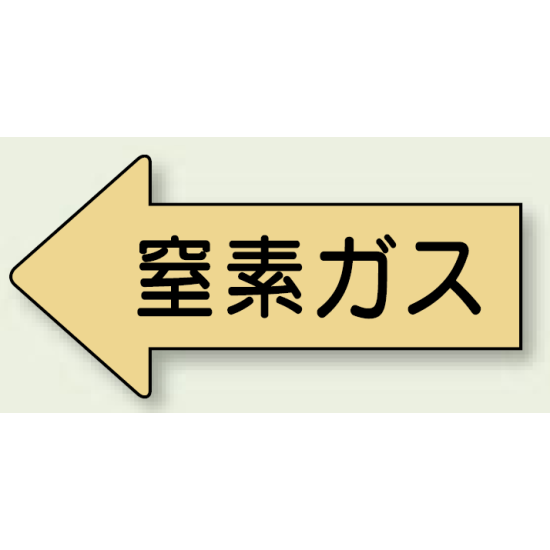 JIS配管識別方向ステッカー 左向き 窒素ガス 極小 10枚1組 (AS-33-3SS)