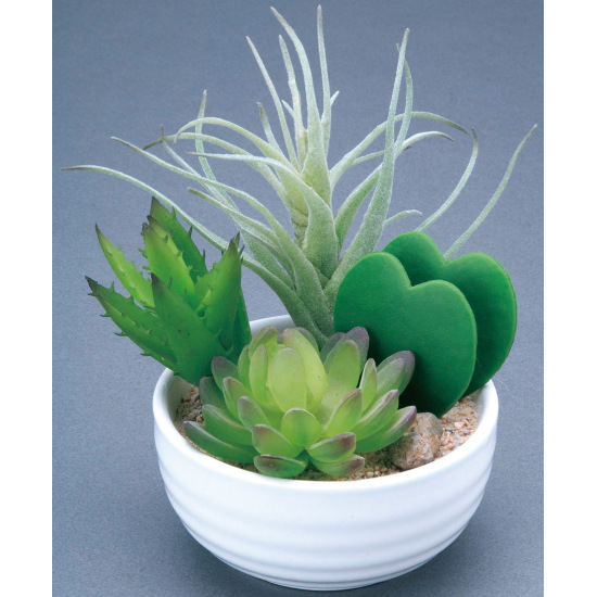 光触媒 人工観葉植物 造花 寄せ植えラブリ―(ポリ製) (高さ15cm)