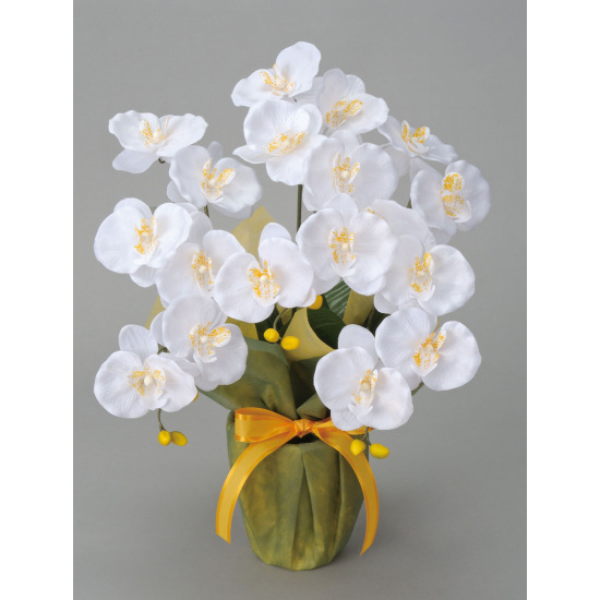 光触媒 人工観葉植物 造花 ミディ胡蝶蘭W (高さ50cm)