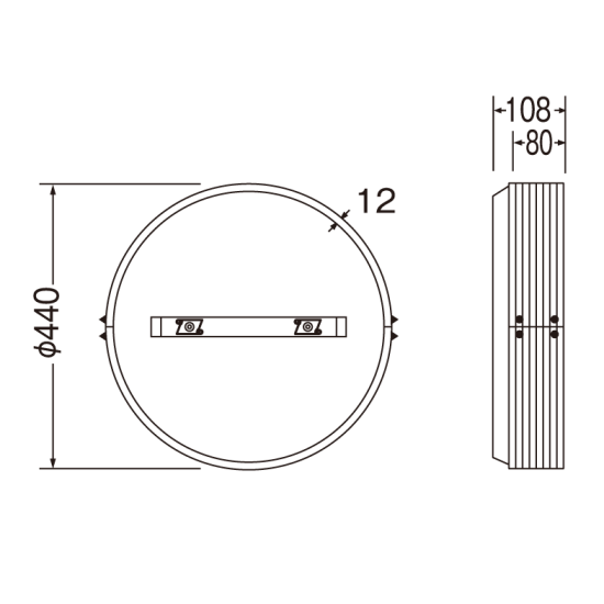 ■寸法図:壁面440丸アルミ