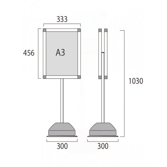 屋外ポールサインスタンド ブラック A3 両面 (BOPSS-A3R) - スタンド