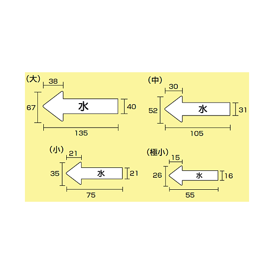 ■寸法図(mm)／JIS配管識別方向ステッカー