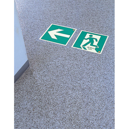 ■使用例／避難口・通路誘導標識（蓄光ステッカー）