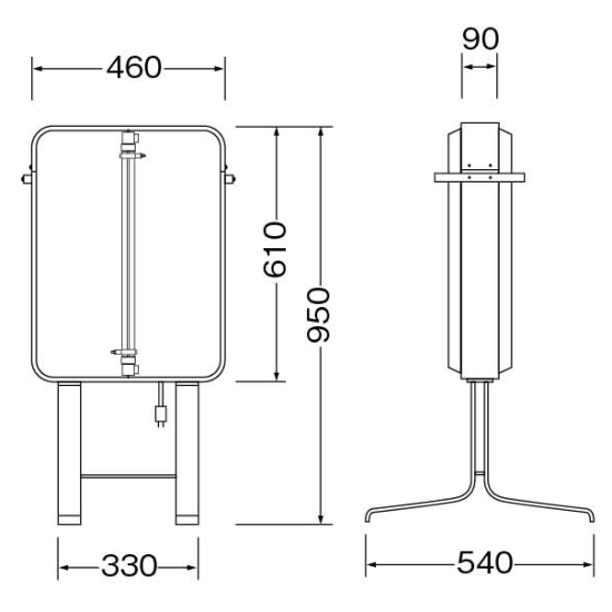 ■寸法図:152 角丸スチールスタンドLED(LLT54-21)