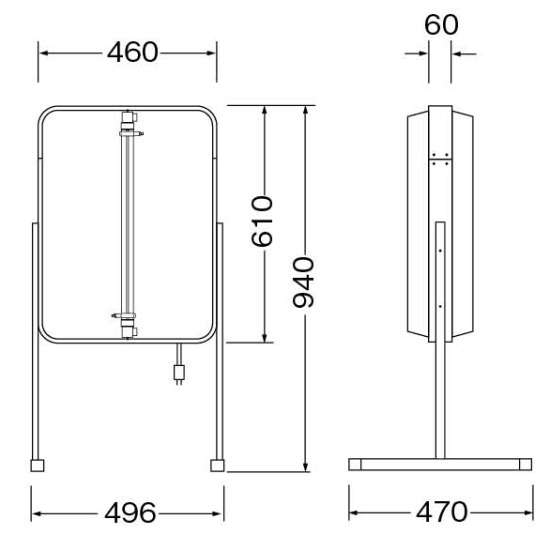 ■寸法図:152S 角丸スチールスタンドLED(LLT54-22)