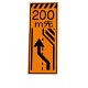 高輝度反射標示板 200m先右車線減少 (381-70)