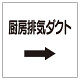 ダクト関係表示板 エコユニボード →厨房排気ダクト (425-61)