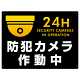 防犯カメラ作動中 (丸形イラスト)  黒地/白文字 オリジナル プレート看板 W600×H450 アルミ複合板