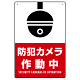 防犯カメラ作動中 (丸形イラスト)  タテ型 赤地/白文字 オリジナル プレート看板 W450×H300 アルミ複合板